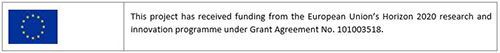 Vlag EU en citaat: This project has received funding from the European Union's Horizon 2020 research and innovation programme under Grant Agreement No. 101003518